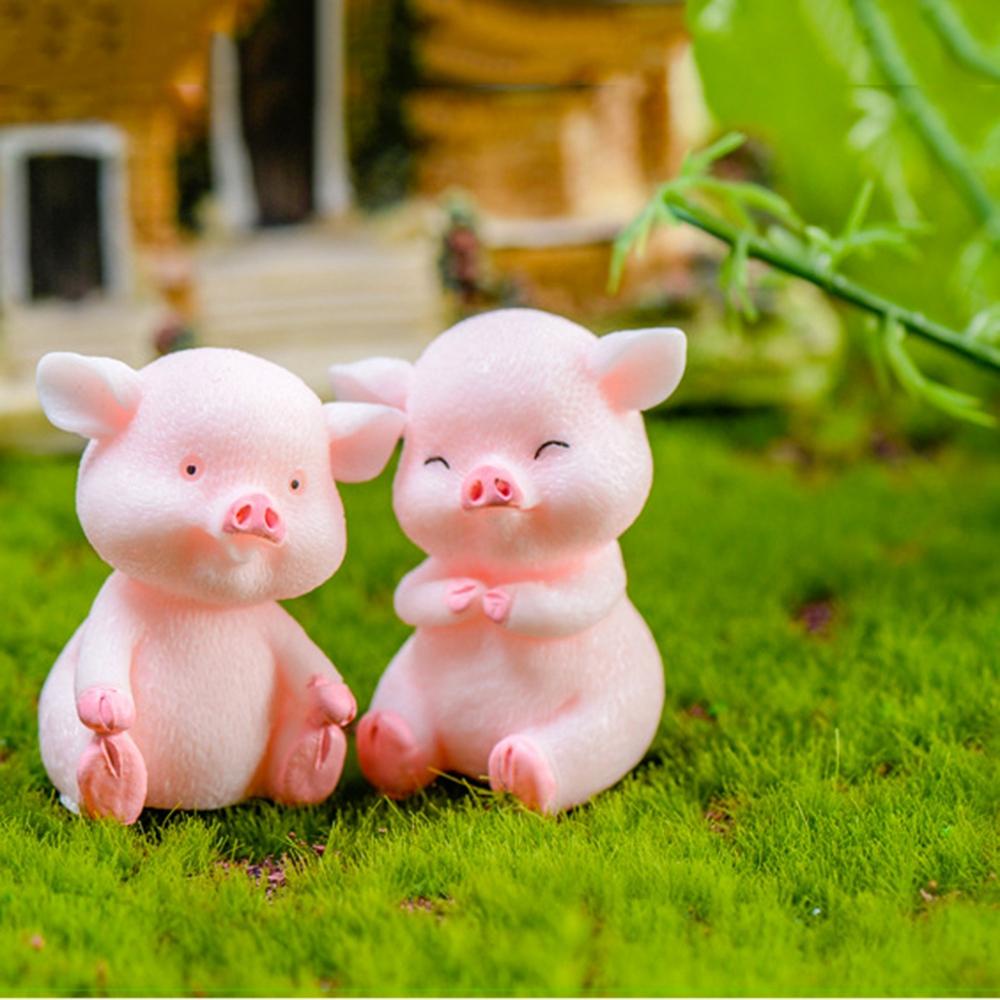 Agustina Pig Miniatur 8pcs Babi Pink Lucu Model Nakal Ornamen Rumah Aksesori Rumah Boneka