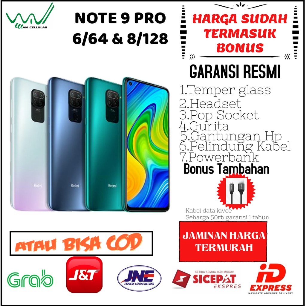 XIAOMI NOTE 9 PRO RAM 8/128 || NOTE 9 PRO 6/64GB (GARANSI RESMI)
