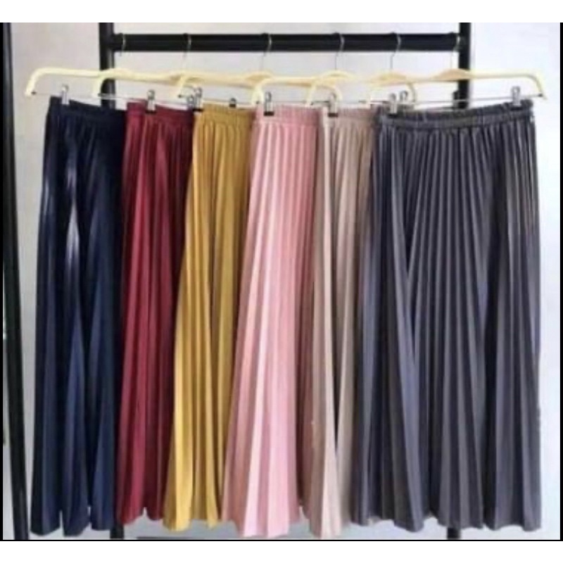 Rok plisket bawahan wanita lipit kecil panjang muslimah dress tutu mutiara tebal premium murah premi
