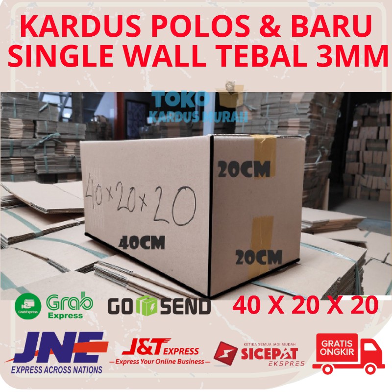 

Kardus Baru Box Polos Kotak Packing Karton Dus Bok Tebal 3mm Single Wall Harga 1 Lembar 40 x 20 x 20