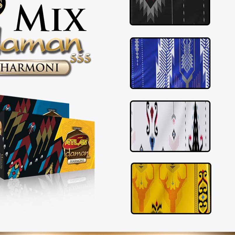 ➸ Sarung Atlas Idaman Harmoni 555 Akasia Anemone Gardenia Azalea Hitam Kuning Putih Motif BHS SIF SG