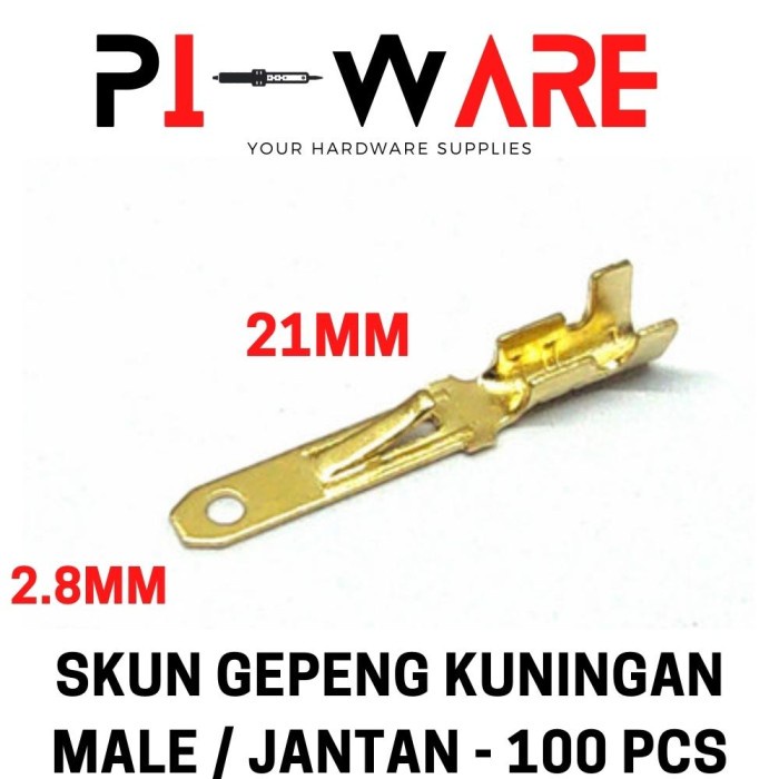 Skun Gepeng 100 Pcs Kuningan Male Jantan Uk 2.8mm Kecil Motor Mobil