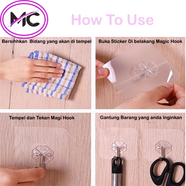 Gantungan Kunci Motor Mobil Masker Baju Gantungan Tempel Stiker Dinding Tempelan Nano Magic Hook