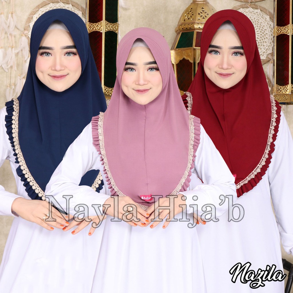 Jilbab Instan Bergo Nazila Renda Import Hijab Instan Jersey Premium Terbaru Nayla Hija'b