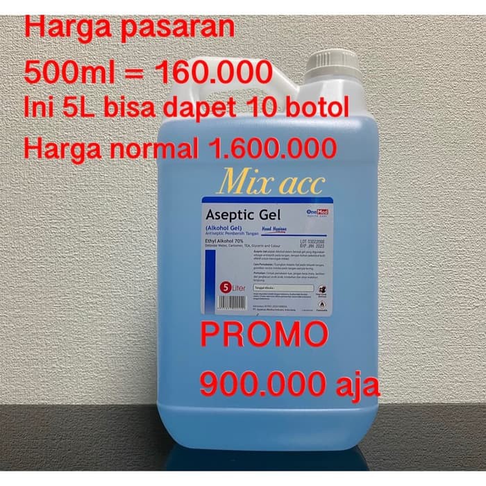 Refill Aseptic Gel Onemed 5 Liter Hand Sanitizer Antiseptic Anti