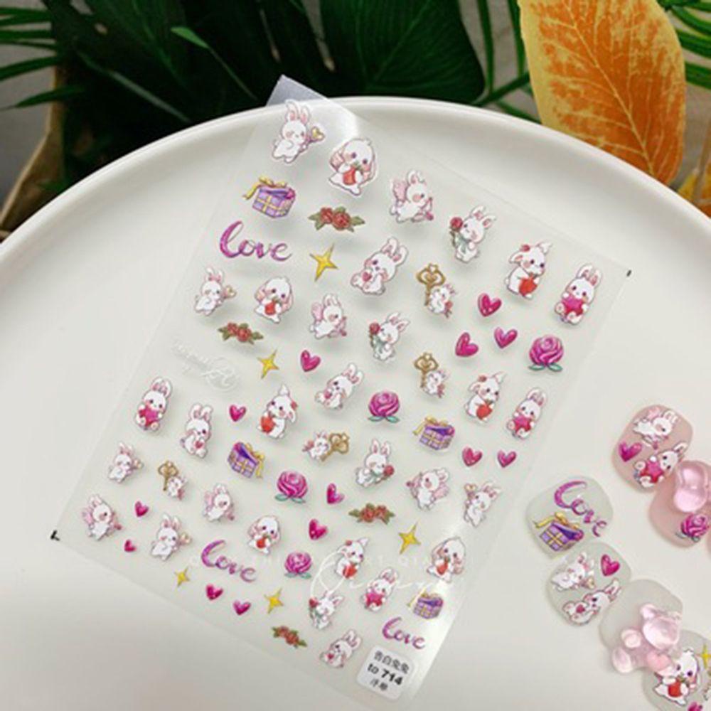 AUGUSTINA Agustina Stiker Nail Art Sweet Relief Donut Floret Little Bear Perekat Manikur Aksesoris