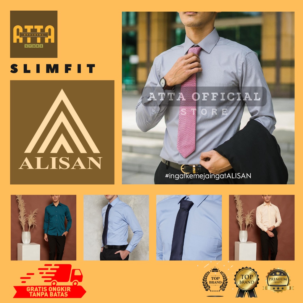 Alisan Pria Alisan Slimfit Polos  Kemeja Pria Alisan Kemeja Formal Pria Kemeja Alisan Lengan Panjang