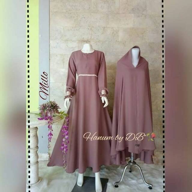 Set gamis syari'i khimar cadar wollycreepe Hanum by DutaBusana