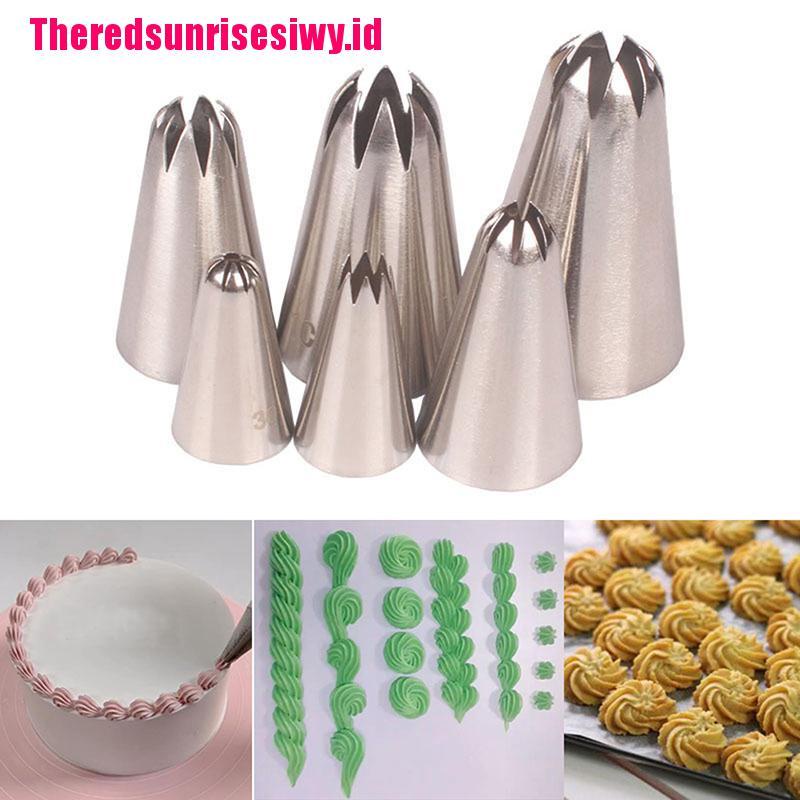 5pcs / Set Nozzle Icing Piping Untuk Dekorasi Kue