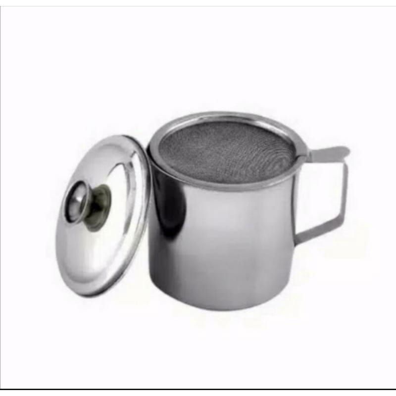 Medan Termurah Stainless steel Oil pot Mug saringan minyak/ wadah saringan stainless