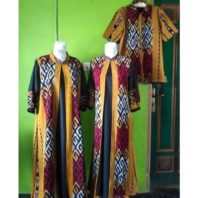 baju muslim - baju keluarga - gamis - gamis tenun etnik - gamis tenun -baju tenun wanita - baju kond