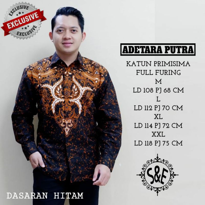 Kemeja Batik Eksklusif Lengan Panjang ADETARA PUTRA Batik Lapis Furing Kemeja Batik Pria Terbaru