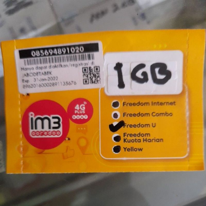 PERDANA INDOSAT FREEDOM UNLIMITED 1GB 30HARI