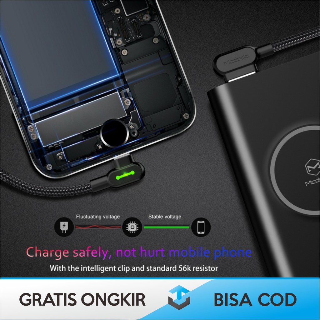 CHARGER IPHONE GAMING L FAST CHARGING ORIGINAL MCDODO 2 METER - KABEL CASAN IPHONE GAMING L