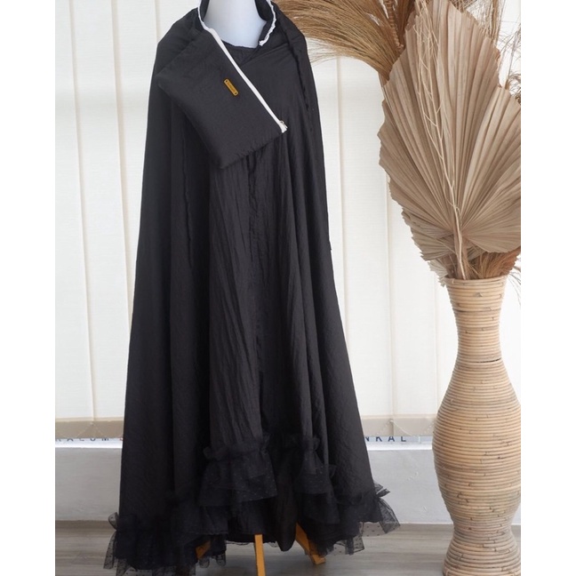 mukena parasut premium dewasa hitam