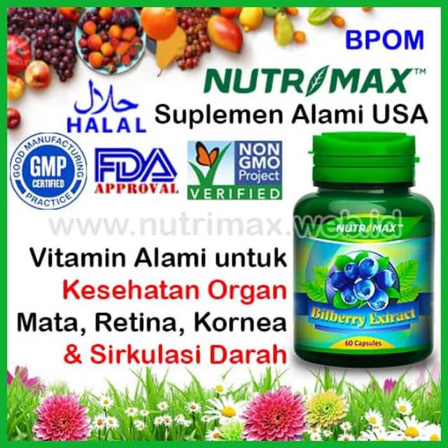 [ORIGINAL] NUTRIMAX BILBERRY EXTRACT ISI 60 CAPS / NUTRIMAX BILBERRY VITAMIN MATA / BILBERRY EXTRACT