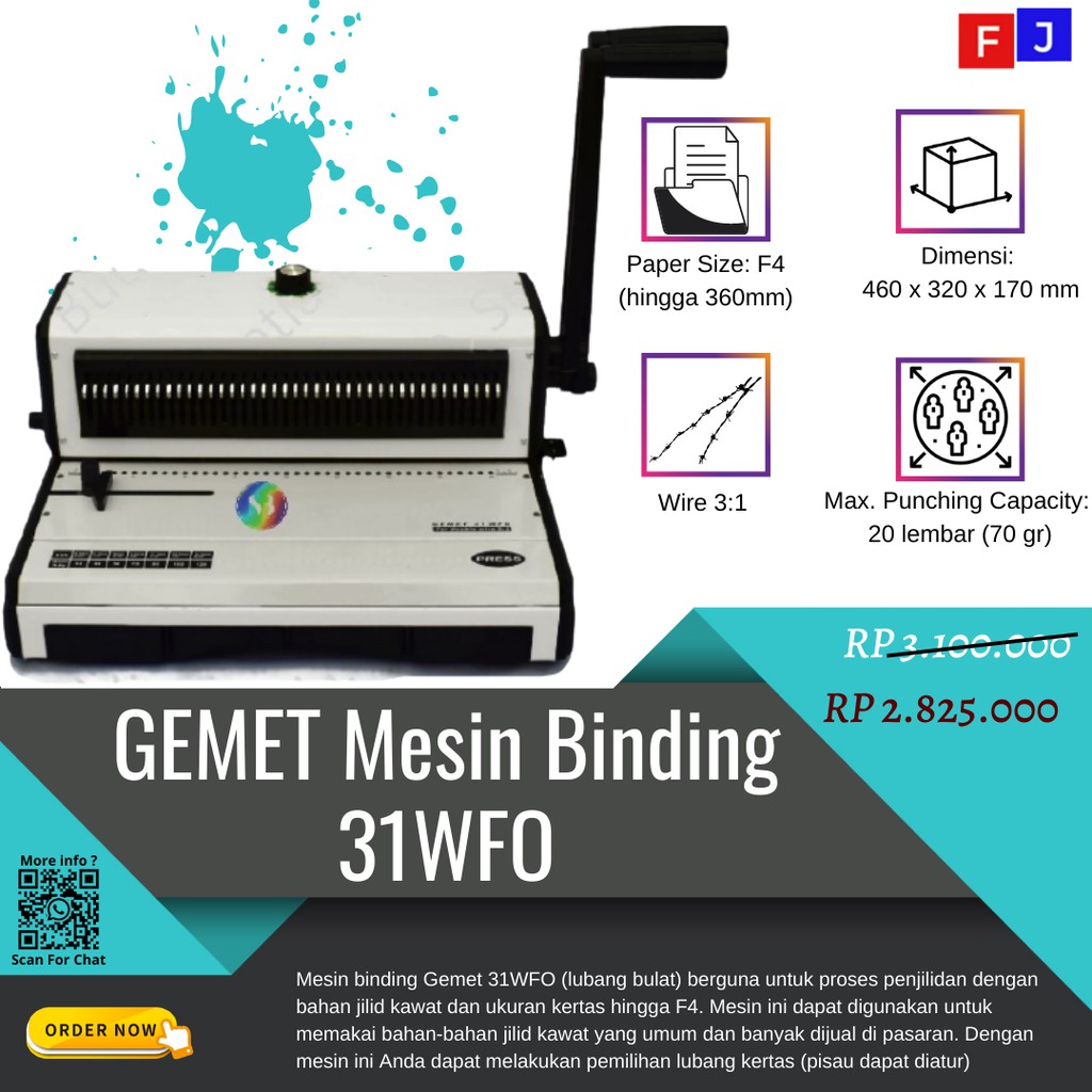 

GEMET 31WFO Mesin Binding Jilid