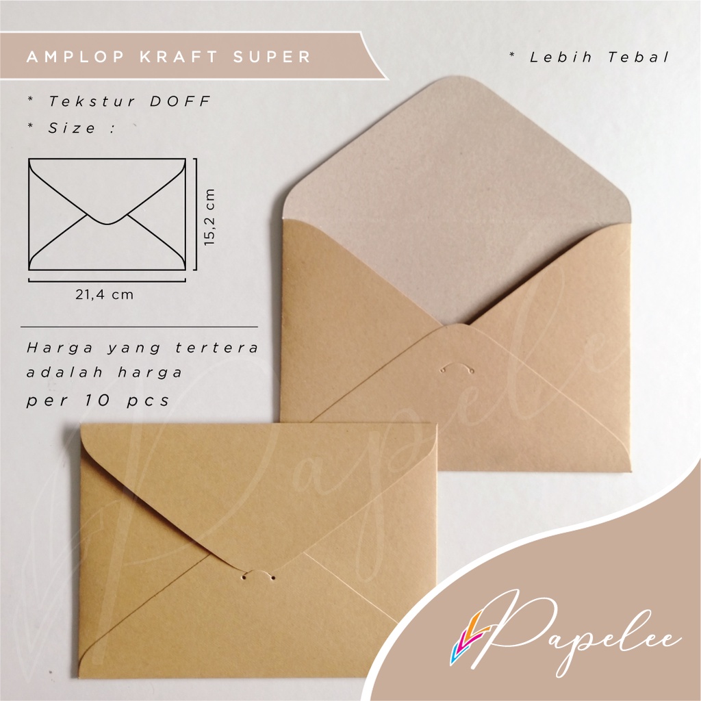 

[10pcs] AMPLOP UNDANGAN KERTAS KRAFT 220 gsm (bahan SUPER lebih tebal) UKURAN 21,4x15,2cm (-+ A5) / AMPLOP KRAFT SUPER