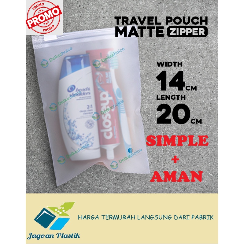 TRAVEL POUCH MATTE ZIPPER UKURAN 14 CM X 20 CM