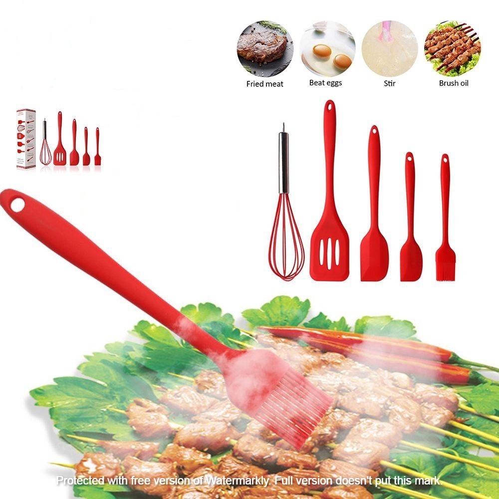 Baking Props 5 Pcs Kocokan Telur Spatula Kuas Kue Silikon