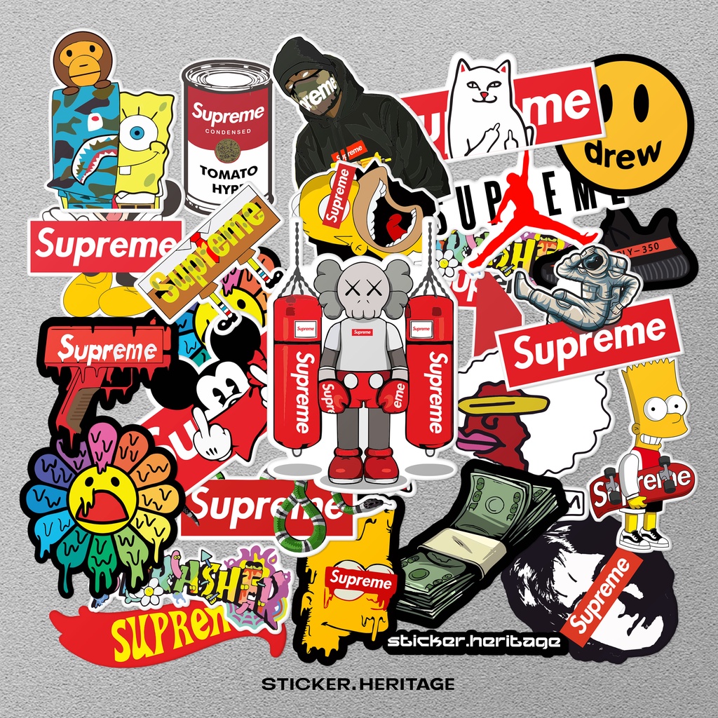 26pcs Stiker Sticker BAPE X SUPREME untuk laptop case tumbler stiker laptop Stiker aesthetic