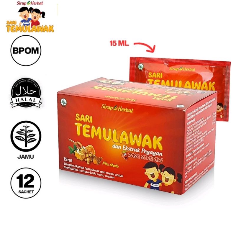 Sari Temulawak Syrup Herbal Memperbaiki Nafsu Makan Anak isi 12 sachet