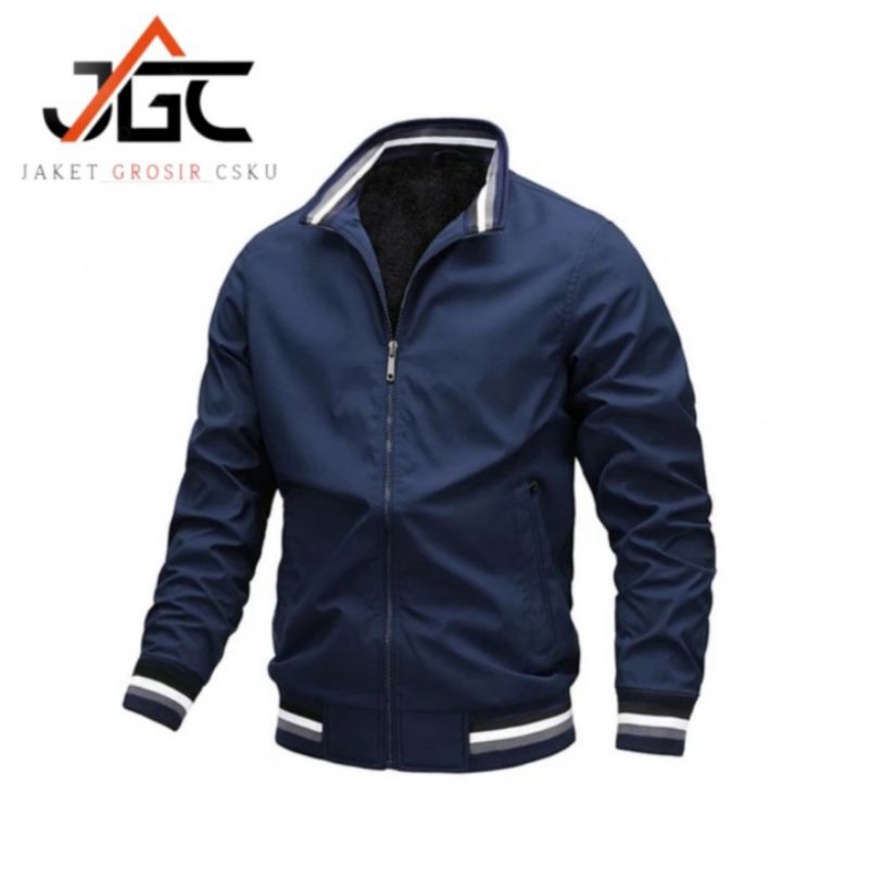 jaket bomber casual / jaket motor / jaket tebal / jaket pria - kuning, S