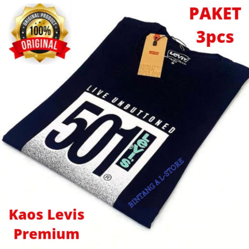 PROM KAOS PRIA DISTRO  LEVISS MOTIF RANDOMACAK / KAOS PRIA Leviss / 3pcs 100k KAOS DISTRO Original 3PCS KAOS PRIA KWALITAS PREMIUM (Kaos Leviss)