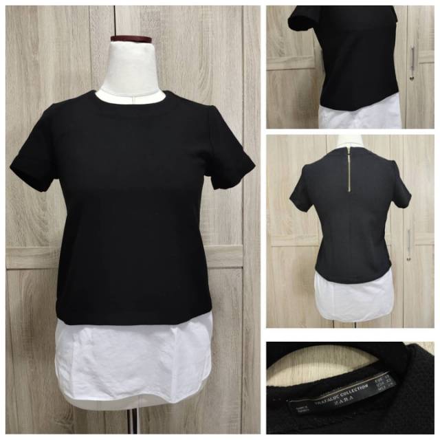 Atasan zara warna hitam putih