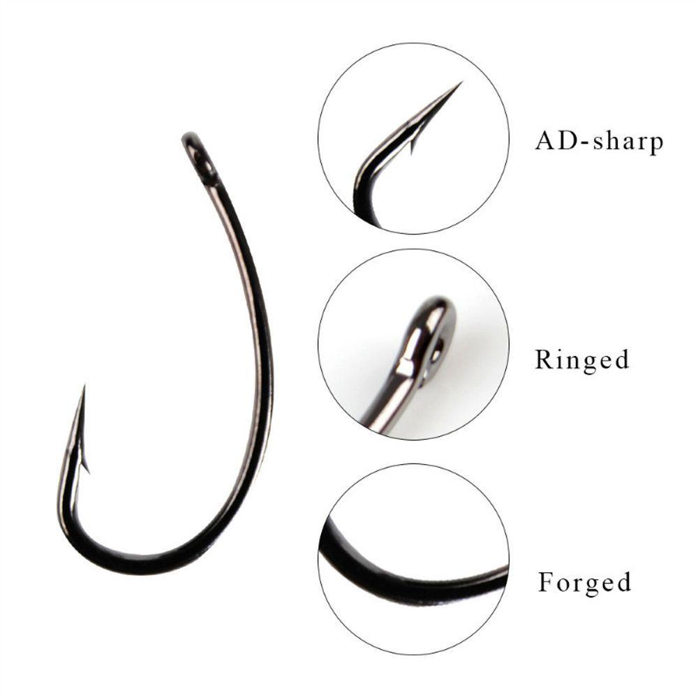 Quinton Berduri Ikan Kait Laut Memancing Meratakan Lalat Tajam Sabiki Rig Pengait Ikan Gurame PTFE Dilapisi Stainless Steel Karbon Tinggi Fishhooks Long Shank Barbed Hook