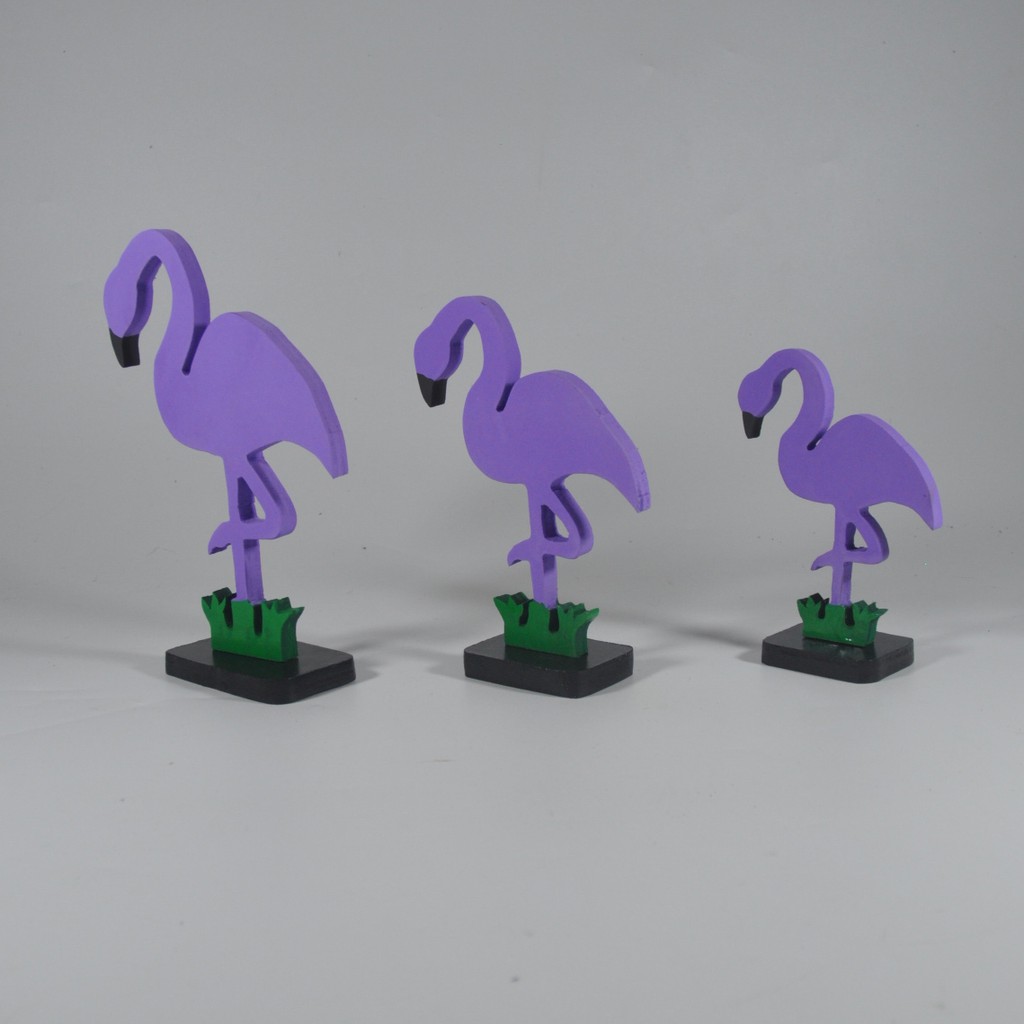 Hiasan Dinding Kayu Pajangan Unik Flamingo Set (isi 3 pcs ...