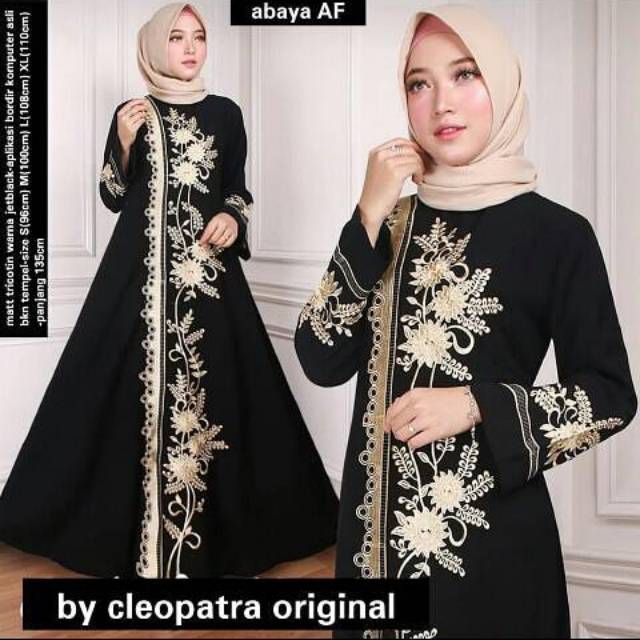 Abaya Bordir CLEOPATRA Bahan Saudi Jetblack Syar'i / Abaya Hitam Arabian Style INDO ABAYA