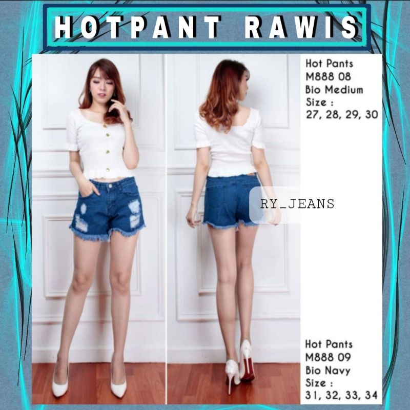 Hotpant sobek rawis wanita celana jeans pendek wanita