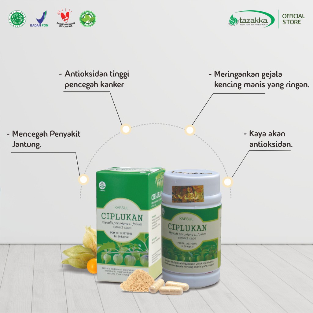 Kapsul CIPLUKAN Tazakka | Obat Pencegah Kanker | Obat DIURETIK | isi 60 Kapsul HALAL BPOM ORIGINAL