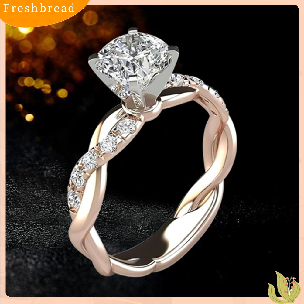 [TERLARIS]Women Cubic Zirconia Inlaid Twist Finger Ring Wedding Engagement Jewelry Gift