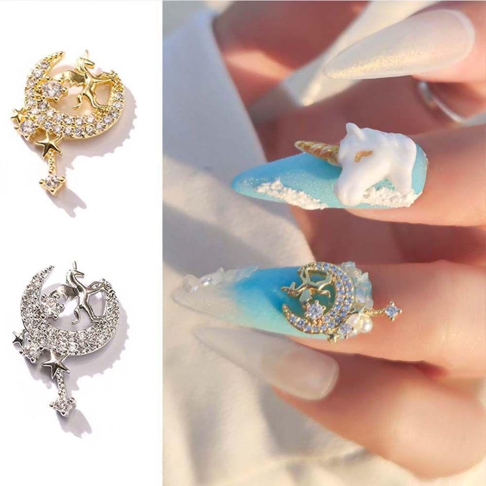 AUGUSTINA Augustina Perhiasan Kuku Kristal Mewah DIY Manicure Charm Nail Art Ornamen Zirkon Nail Art Dekorasi