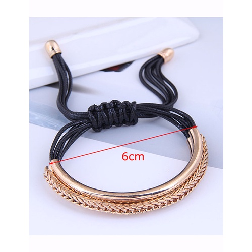 LRC Gelang Tangan  Fashion Metal Wax Rope Bracelet A63209