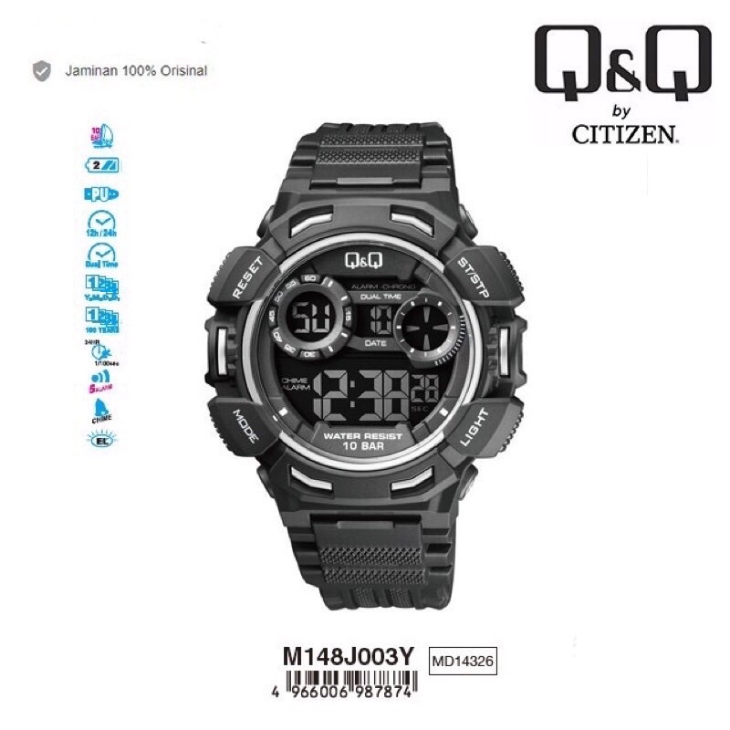 Q&amp;Q Jam Tangan Pria Digital Casual Outdoor - M148 M148J Water Resist