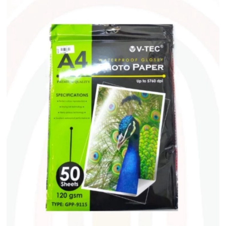 

V-tec waterproof photo paper A4 120 gsm GPP-9115
