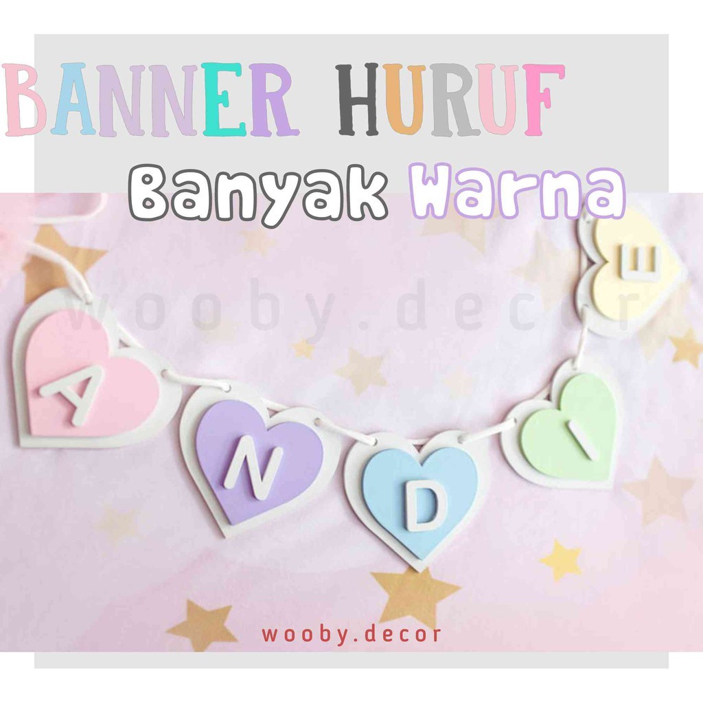 Banner Love Huruf Papan Nama Kayu Dekorasi Kamar Anak Hadiah Bayi