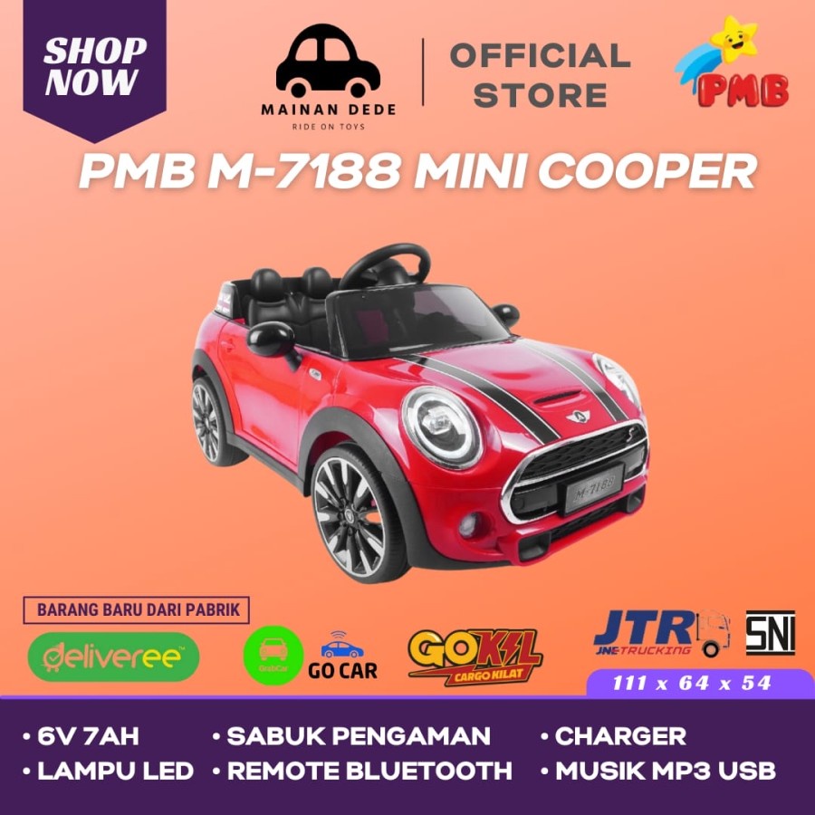 Mainan Anak Mobil Aki PMB 7188 Mini Cooper Mortein M-7188