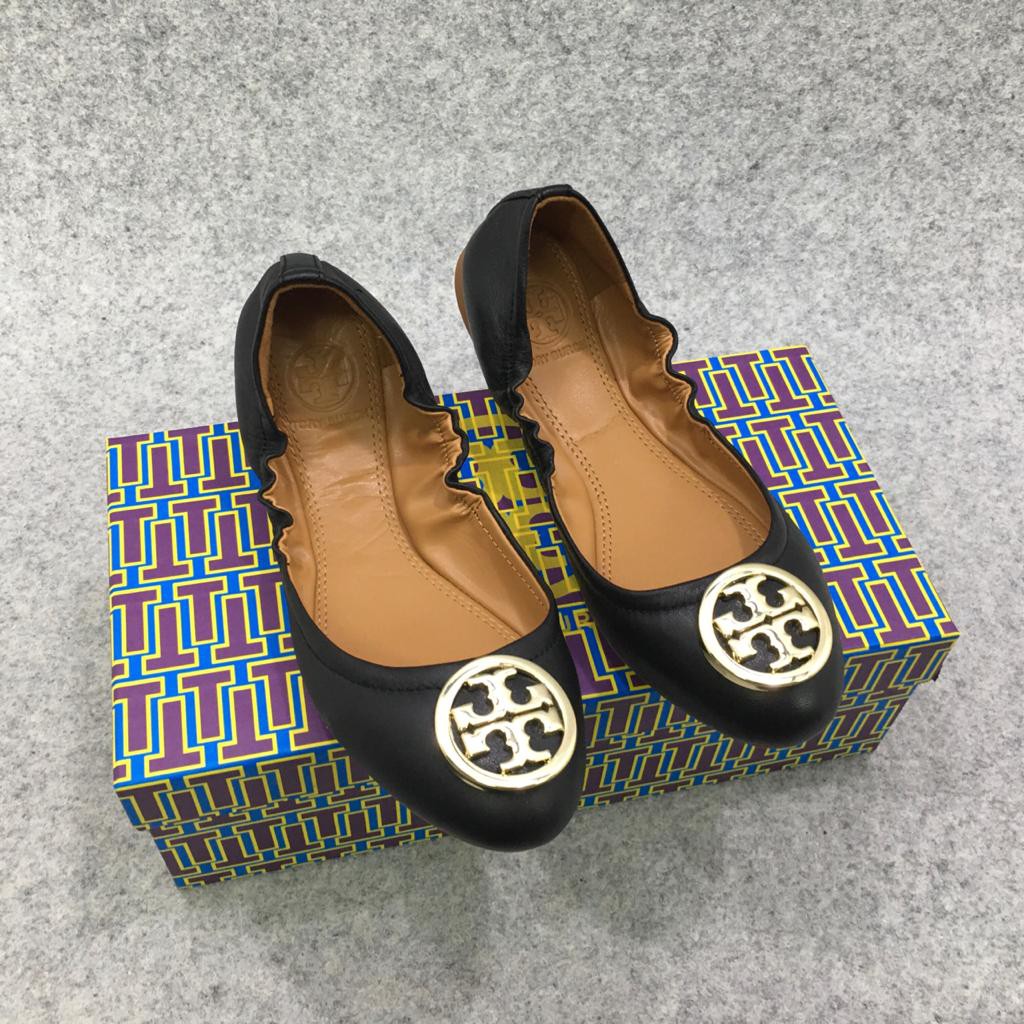 

Sepatu Tory Burch Ballerina Hitam Logo Logam Gold Emas Original ORI KULIT ASLI LENGKAP BOX PAPERBAG