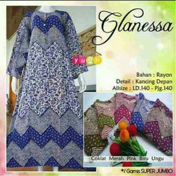BT 2 5 PCS LONGDRESS JUMBO GLANESSA/ DASTER MURAH/ GROSIR BATIK PEKALONGAN