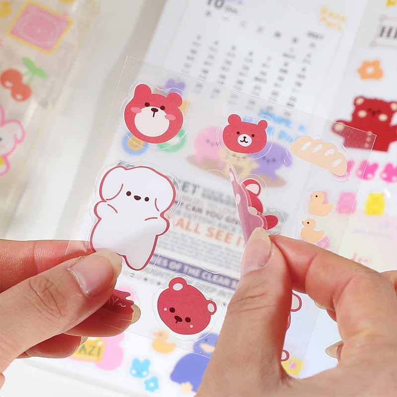 100 Lembar Stiker Motif Kartun Beruang Lucu Untuk Dekorasi Handbook DIY