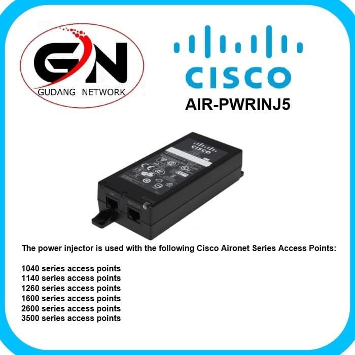 Cisco AIR-PWRINJ5 Power Injector (802.3af) for AP 1600, 2600 and 3600