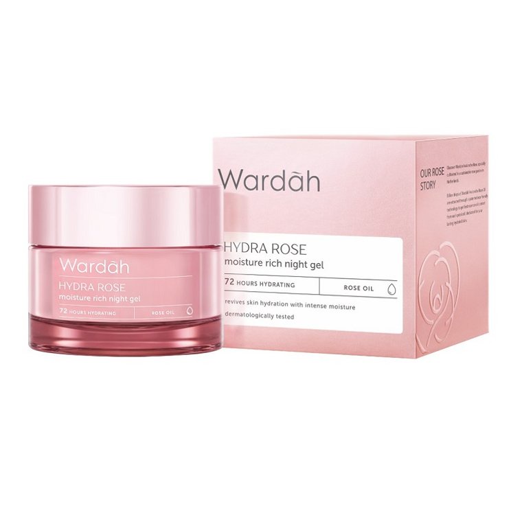 Day / Nigh Cream Wardah Hydra Rose - Dewy Aqua Day Gel / Moisture Rich Night Gel 40 gr / 17 ml - Ukuran Besar/Kecil - Krim Pagi Siang Malam Mousturizer Mawar Pink Kulit Kering