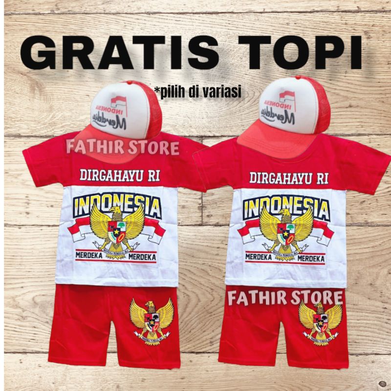 Jual INDONESIA MERAH PUTIH SETELAN BAJU ANAK 17 AGUSTUS MERDEKA TERBARU