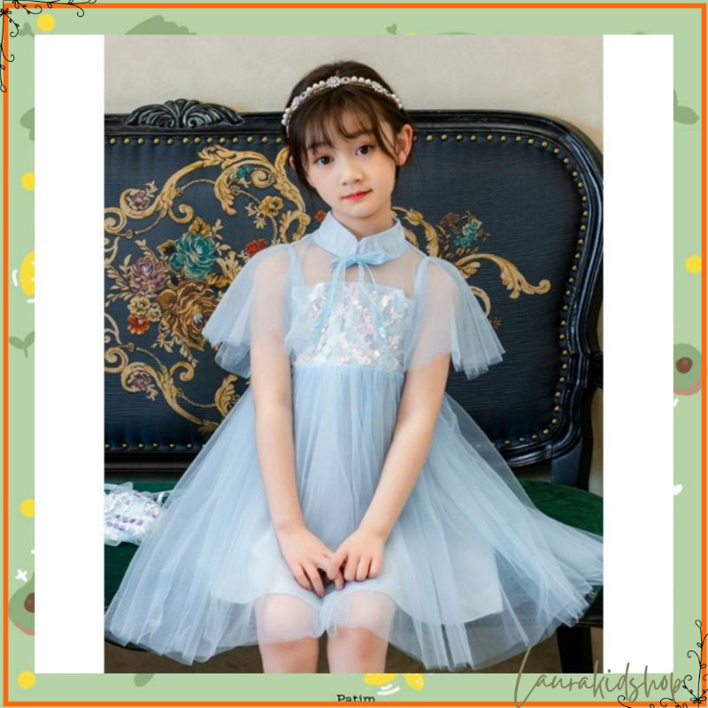 Dress Blinking Glitter Royal Anak Perempuan 5-7 Tahun