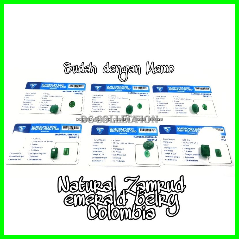 NATURAL BATU PERMATA ZAMRUD EMERALD BERLY COLOMBIA SEPAKET DENGAN MEMO