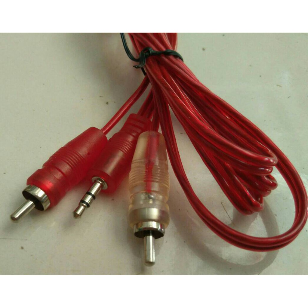 Jack Kabel 1 x 2 AUX Transparan Stereo ke RCA / Dari HP ke Sound System Speaker / Jek 1x2